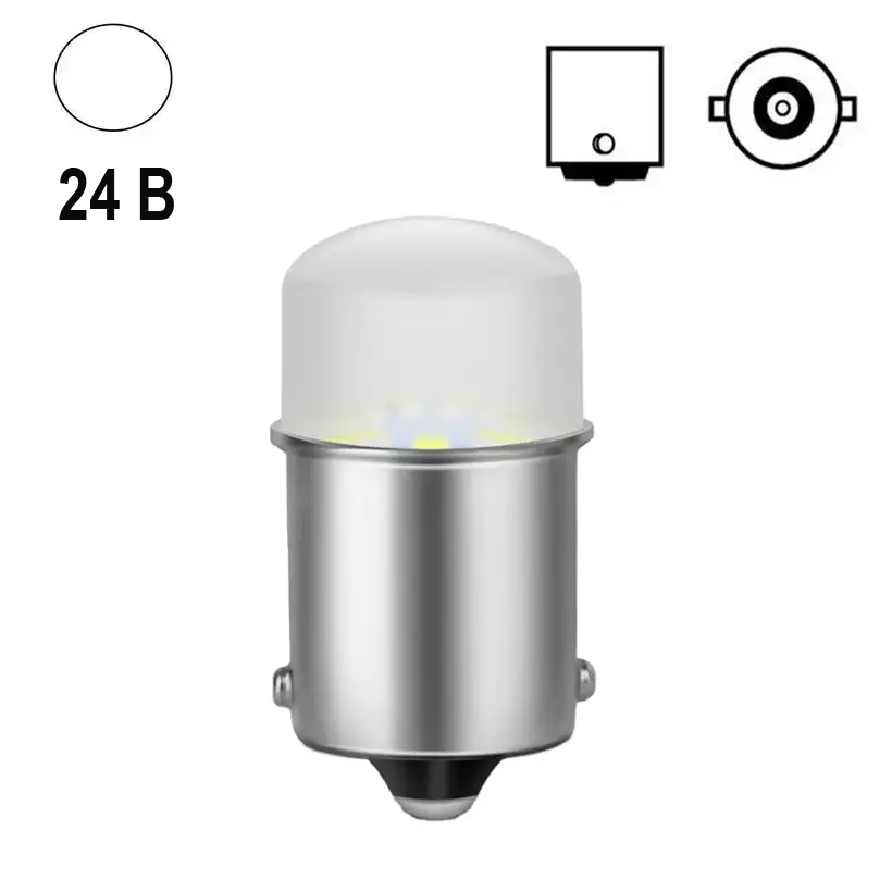 Автолампа світлодіодна P21W/1156, цоколь BA15s, 3014 х 9 smd, біла, лінза 24 В, фото 1