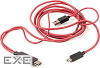 Кабель PowerPlant microUSB to HDMI+USB, 2м, Red (CA910861)