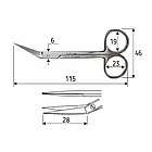 Ножиці Iris 11,5 см, гострий/гострий, горизонтально зігнуті під кутом, J-22-214, фото 2
