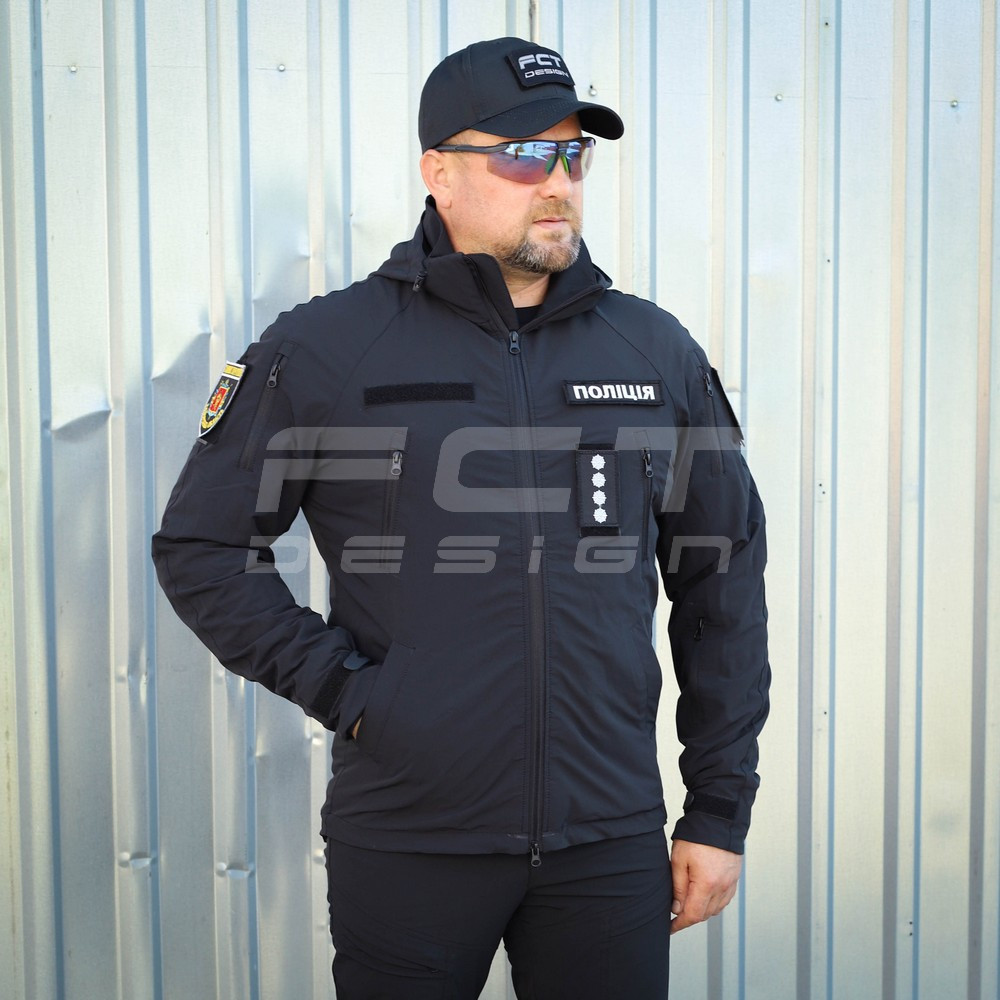 Куртка Хантер Баланс стрейч на сітці чорна для поліції
