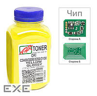 Тонер OKI C3400/3300, 110г Yellow+chip AHK (1502697)