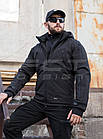 Тактична куртка Хантер Софтшелл чорна на сітці, фото 2