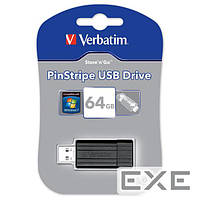 Накопитель USB Flash Drive 64G USB2.0 Verbatim STORE"N"GO PIN STRIPE BLACK (49065)