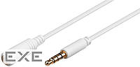 Кабель аудіо-подовжувач Jack 3.5mm 4pin M/ F 2.0m,Apple 1:1 AWG28 AUX Gold Cu,білий (25.02.5071-1)