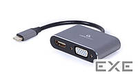 Переходник USB-C to HDMI/VGA, 4К 30Hz Cablexpert (A-USB3C-HDMIVGA-01)