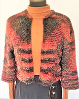 Вязанная ручной работы нарядная женская кофта-болеро с рукавом, размер 38 - 40