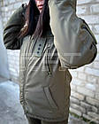 Куртка зимова Хантер Софтшел фліс хакі, фото 8