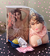 Надувна лялька 165 см зі вставками з кібершкіри (груди, вагіна, анус) + насос + нагрівач+вібростимуляція