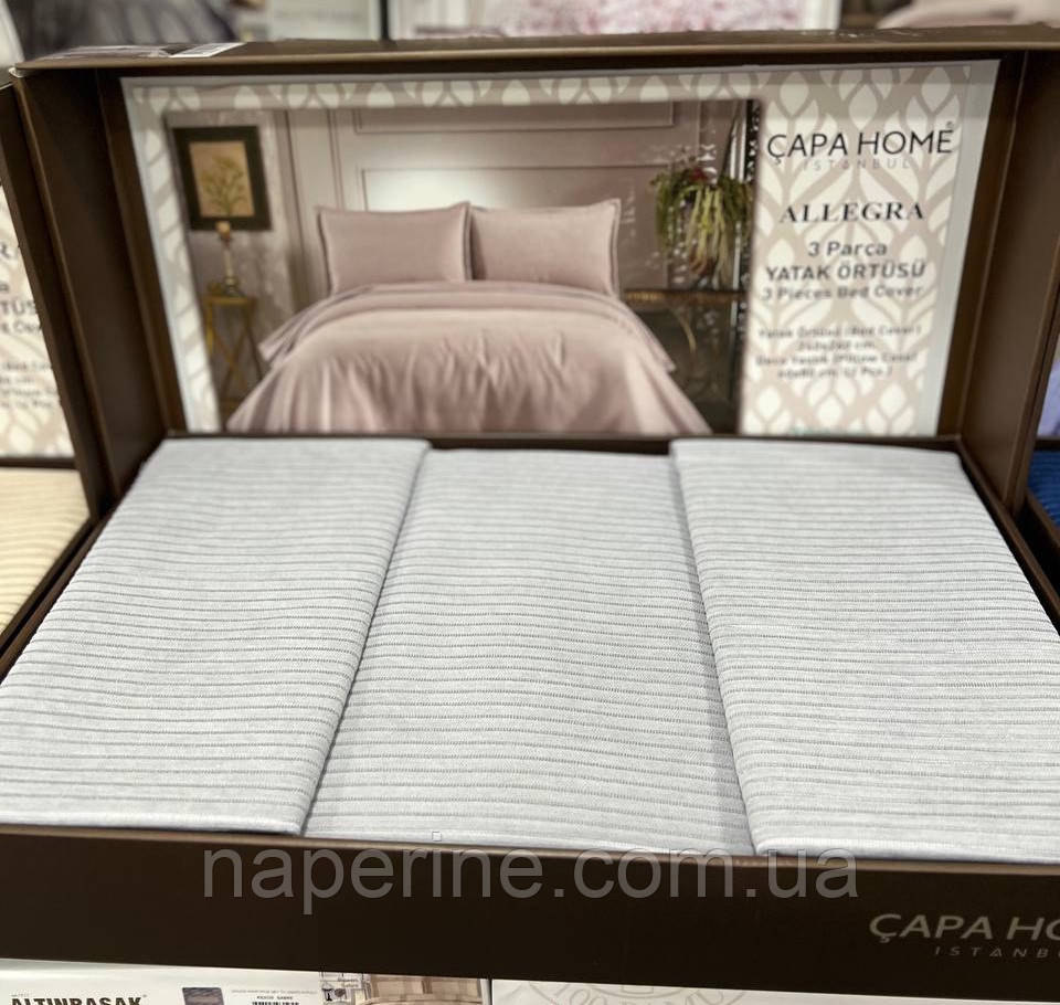 Покривало вельветове велике 240 на 260 см з наволочками Capa Home Туреччина світло сіре