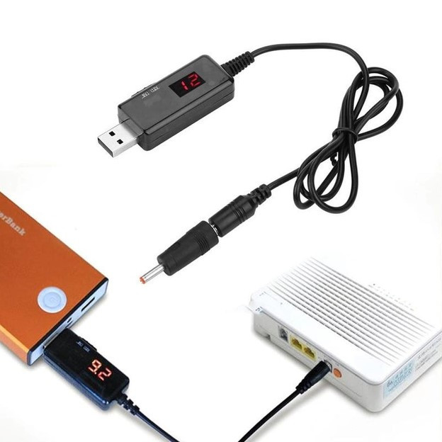 Кабель USB-DC для роутера 9V/12V з перемикачем, живлення від PowerBank, DC 5.5×2.1