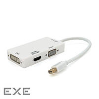 Конвертер mini Display Port (папа) на HDMI/VGA/DVI(мама) 30cm, White, 4K (YT-C-mnDP(M)/HDMI/VGA/DVI)