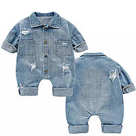 Дитячий джинсовий комбінезон, Осінній весняний костюм для новонароджених, Коричневий