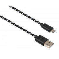 Дата кабель USB 2.0 AM to Micro 5P 2color nylon 1m black Vinga (VCPDCMBN31BK)