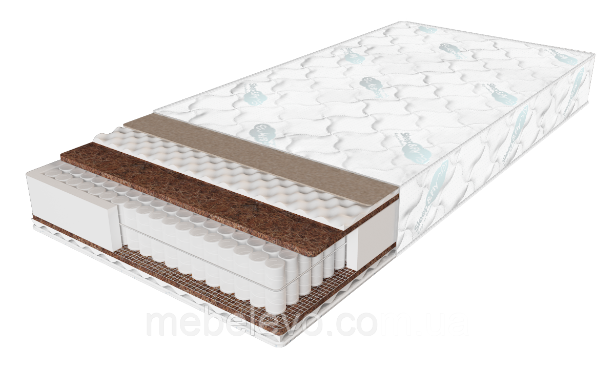 Матрац Екстра нестандартний розмір Extra ЕММ h22 Sleep&Fly зима-літо кокос незалежні пружини 150кг