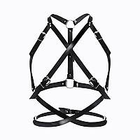 Портупея жіноча з натуральної шкіри чорного кольору Art of Sex розміри L XL 2XL Кайф