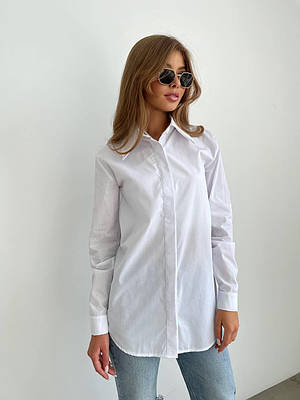Базова однотонна класична жіноча сорочка біла (42-44, 46-48, 50-52 розміри)
