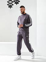 Спортивный костюм мужской Adidas С Лампасами Xs S M L XL 42-46 48-52 Трикотаж Вышитый логотип Осень Весна Серый