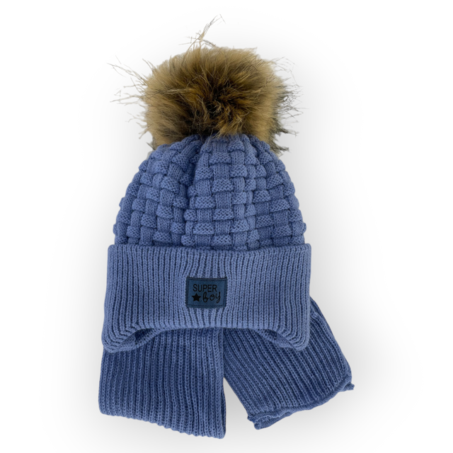 Шапочка для новорожденных на завязках для мальчика Шапочка для новорожденных на завязках для мальчика