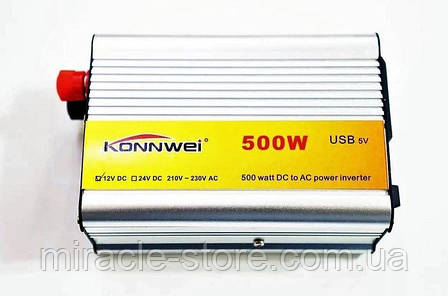 Автомобільний інвертор Konnwei 500W 12V на 220V Перетворювач напруги, фото 2
