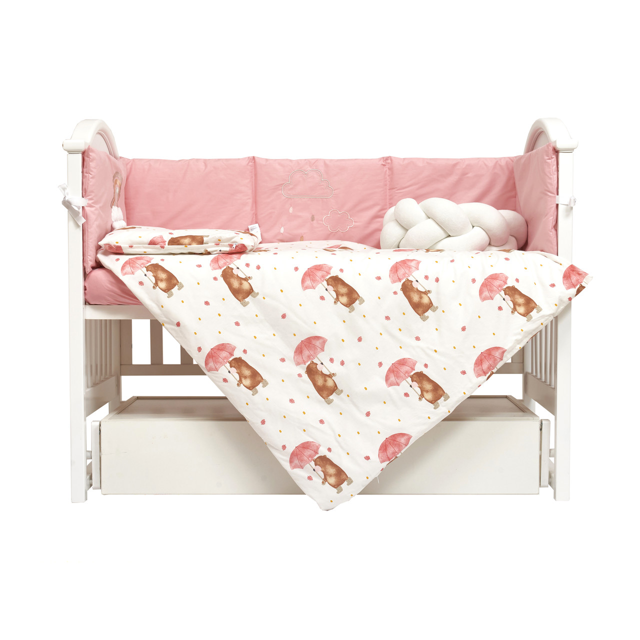 Постільний комплект 7 ел Twins Fluffy Puffy Umbrella pink, пудра, фото 1