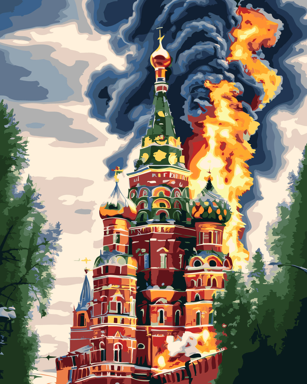 Картина за номерами 40×50 см Kontur. Палаючий кремль. DS0523