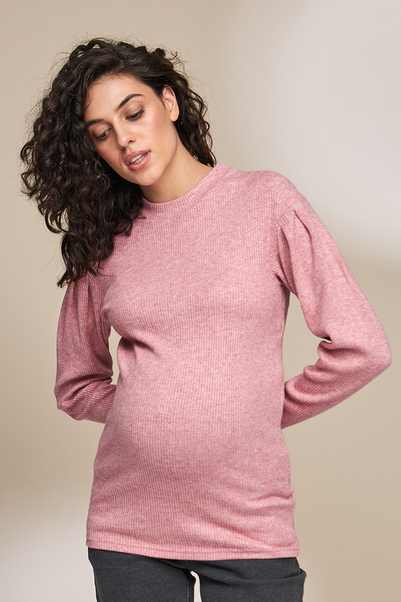 Теплий светр для вагітних GAIA SW-48.111 рожевий меланж