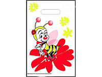 Пакеты с вырубной ручкой(20*30)"Пчелка" ХВГ(100 шт)Пакет с прорезной ручкой и рисунком