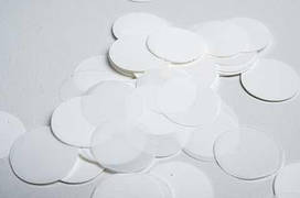Конфеті кружечки білого кольору (пастель) 25мм., 100 гр./уп.