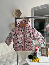 Демісезонна куртка на дівчинку з собачками Рожева 24021 158, Розовый, Для девочек, Весна Осень, 100 , 3 года