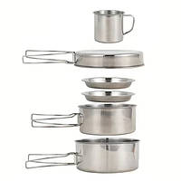 Набір сталевого посуду для кемпінгу BESPORTBLE (6 приборів)