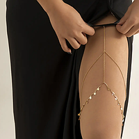 Цепочка на бедро Звезды Женское украшение на ногу для танцев или фотосессии Золотистый (KG-10693)