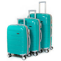 Комплект чемоданов пластиковых 3 шт ABS-пластик FASHION 810 dark-green