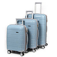 Комплект чемоданов пластиковых 3 шт ABS-пластик FASHION PP-1 810 grey-blue