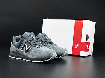 Чоловічі кросівки New balance 574 темно сірі Classic grey Нью Баланс замшеві спортивні повсякденні весна літо осінь класичні