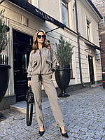 Костюм Polini жіночий котон гусяча лапка бомбер штани 42 сірий