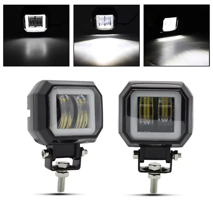 Світлодіодна квадратна фара Offroad 4X4 12-30 V 20 W 6000 K IP68 LED (лінзи +ангельський околик) 2 шт.