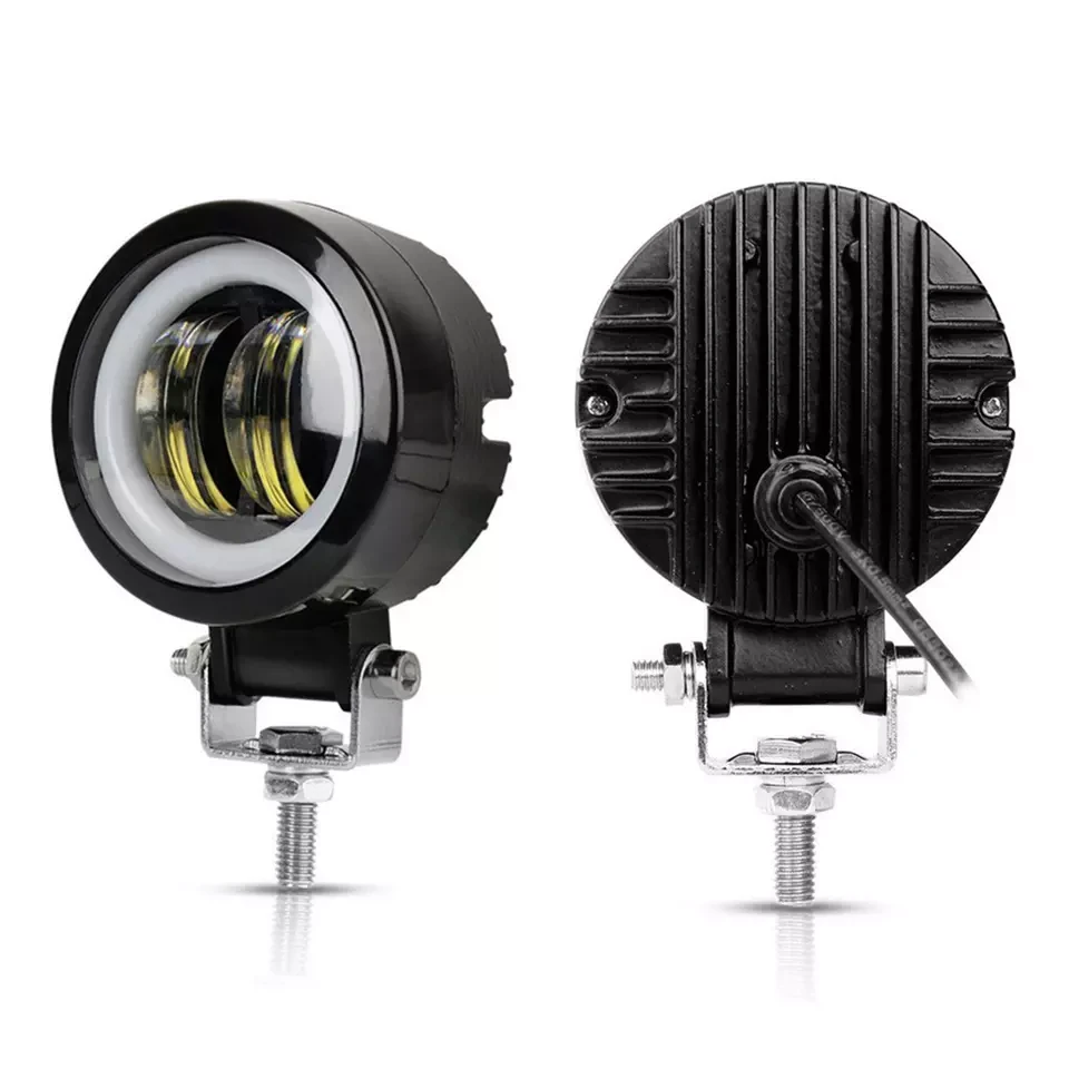 Светодиодная круглая фара Offroad 4X4 12-30V 20W 6000K IP68 LED (линзы+ангельский глазик) 2шт