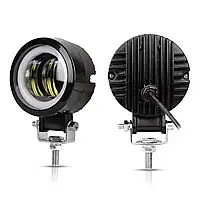 Светодиодная круглая фара Offroad 4X4 12-30V 20W 6000K IP68 LED (линзы+ангельский глазик) 2шт
