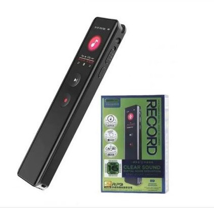 Цифровий компактний диктофон Remax Clear Sound із шумозаглушенням 16 ГБ 30 годин роботи Black (RP3), фото 1