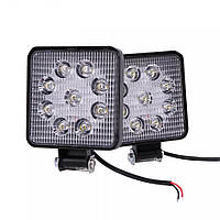 Світлодіодна квадратна фара 12-30V 27W 6000 K IP68 LED квадратні фари на авто, трактор