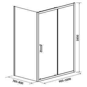 Душова кабіна 100*80*185 см прозоре скло, профіль хром Cersanit Basic, фото 2