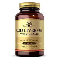 Жирные кислоты Solgar Cod Liver Oil Vitamin A & D, 100 капсул CN12368 DS