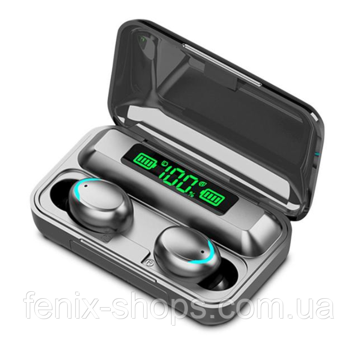 Бездротові сенсорні навушники із цифровим зарядним кейсом Power Bank TWS F9-5 Чорні