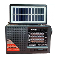 Радиоприёмник с солнечной панелью NS-4848S, FM, USB, MicroSD и фонариком / Портативное аккумуляторное радио