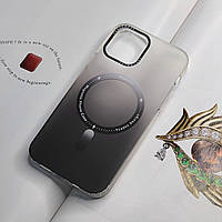 Чехол градиент для iPhone 12. Матовый черный цвет с magsafe