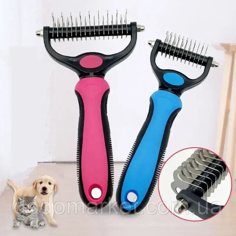 Ковтуноріз — Гребінець для вичісування шерсті блакитний 7 см, фото 1