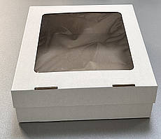 Коробка з прозорим вікном для кондитерських виробів 260х260х90