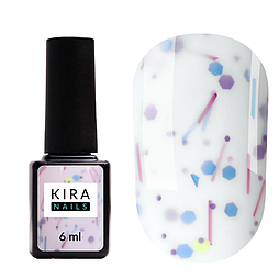 Kira Nails Lollypop Base №002 (білий з різнокольоровими пластівцями), 6 мл