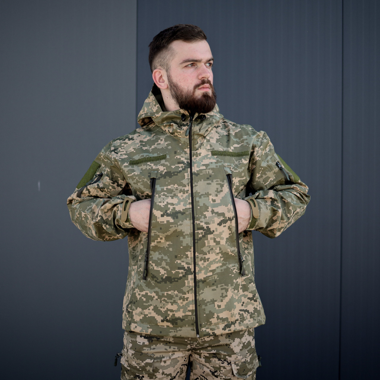 Військова тактична куртка Soft Shell Grifon піксель