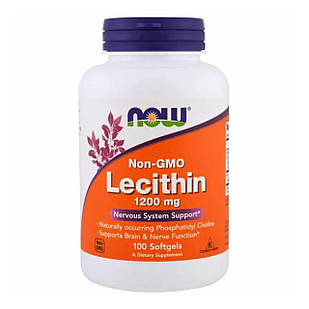 Лецитин, Lecithin, Now Foods, 1200 мг, 100 гелевих капсул NOW-02210